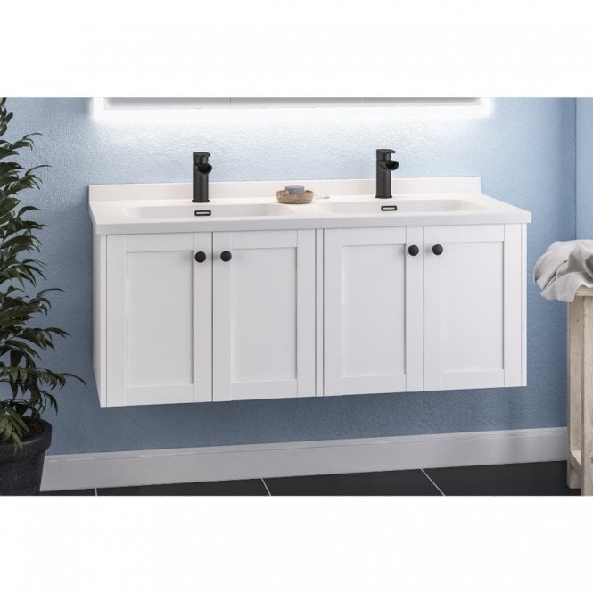 Eastbrook  Hardwick 1200mm Square Double Bowl Basin White Polymarble   36.2053