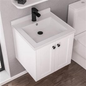 Eastbrook Hardwick 600mm Polymarble Square Basin White   36.2036
