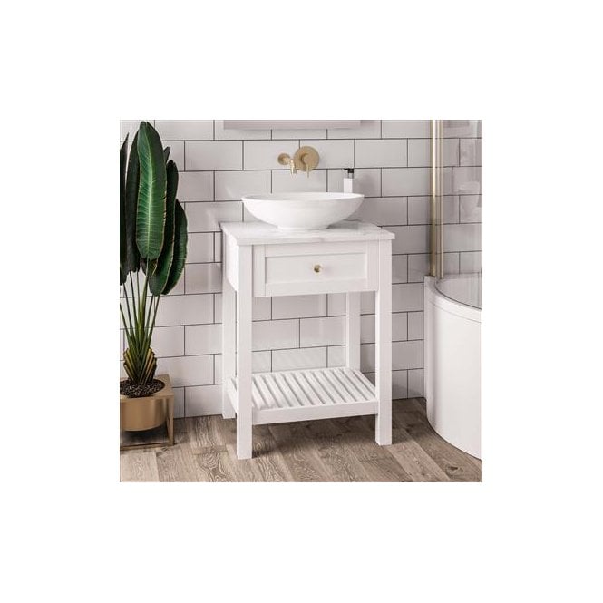 Eastbrook  Hardwick Floor Standing Washstand 600mm Matt White   36.2024