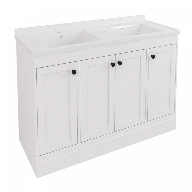 Eastbrook  Hardwick Straight 1200mm Double Bowl Floor Standing Vanity Unit Matt White   36.2051