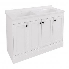 Eastbrook Hardwick Straight 1200mm Double Bowl Floor Standing Vanity Unit Matt White   36.2051
