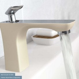 Eastbrook Helston Basin Mono Mixer Tap Inc Waste Matt Textured Cappuccino & Chrome   93.0085
