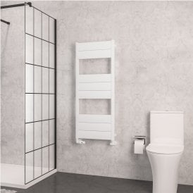 Eastbrook Kingswood Slimline 1220mm x 500mm Aluminium Towel Rail Matt White   86.0557