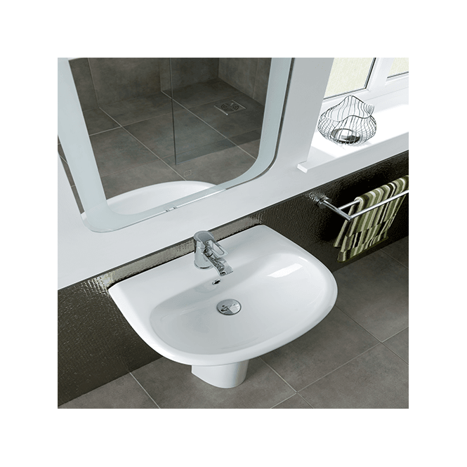 Eastbrook  Kompact 550mm Basin 1 Tap Hole White   27.0341