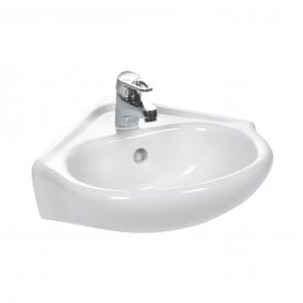 Eastbrook Kompact Corner Cloakroom Basin 1 Tap Hole White   27.0371