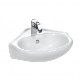 Eastbrook Kompact Corner Cloakroom Basin 1 Tap Hole White   27.0371