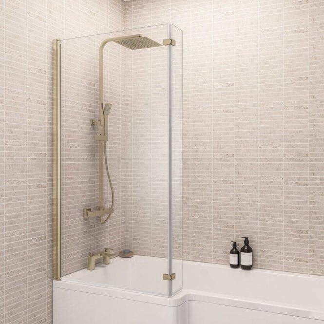 Eastbrook  L Shaped Bath Screen Left Hand Brushed Brass   49.2012