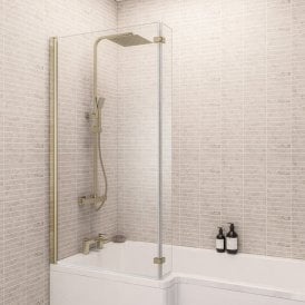 Eastbrook L Shaped Bath Screen Left Hand Brushed Brass   49.2012