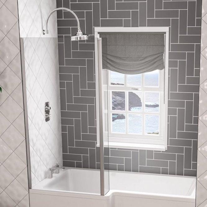 Eastbrook  L Shaped Bath Screen Left Hand Chrome   49.2007