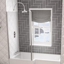 Eastbrook L Shaped Bath Screen Left Hand Chrome   49.2007