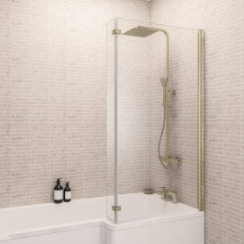 Eastbrook L Shaped Bath Screen Right Hand Brushed Brass   49.2013