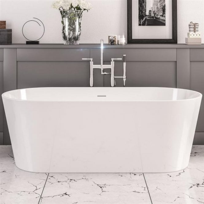 Eastbrook  Lambeth White Freestanding Bath 1590 x 740 x 560mm Inc Waste Gloss White   33.0005