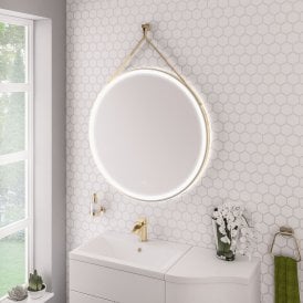 Eastbrook Levone 800mm x 800mm LED Framed Bathroom Mirror Brushed Brass   58.1052
