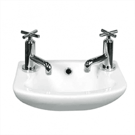 Eastbrook Loire 350mm x 250mm Cloakroom Basin 2 Tap Hole White   75.0018