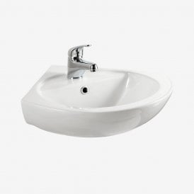 Eastbrook Loire 400mm Corner Basin 1 Tap Hole White   75.0007