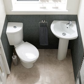Eastbrook Loire 400mm Corner Basin 2 Tap Hole White   75.0017