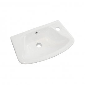 Eastbrook Loire 450mm x 275mm Cloakroom Basin 1 Tap Hole Right Hand White   75.0009