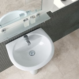 Eastbrook Loire 450mm x 275mm Cloakroom Basin 2 Tap Hole White   75.0019