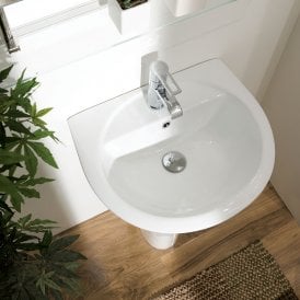 Eastbrook Loire 535mm Basin 1 Tap Hole White   75.0003