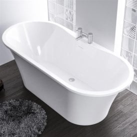 Eastbrook Margravine White Freestanding Bath 1660 x 730 x 570mm Inc Waste Gloss White   33.0001