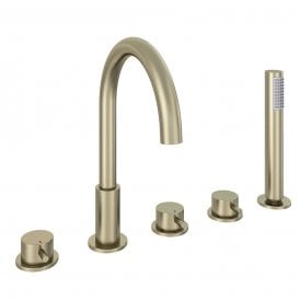 Eastbrook Meriden Five Hole Deck Mounted Bath Shower Mixer Brushed Brass   98.2043