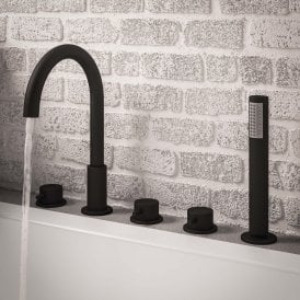 Eastbrook Meriden Five Hole Deck Mounted Bath Shower Mixer Matt Black   98.2042