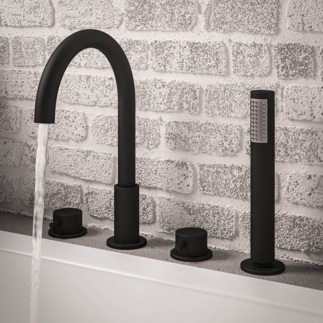 Eastbrook  Meriden Four Hole Deck Mounted Bath Shower Mixer Matt Black   98.2038