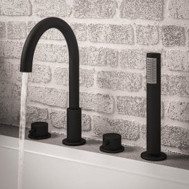 Eastbrook Meriden Four Hole Deck Mounted Bath Shower Mixer Matt Black   98.2038