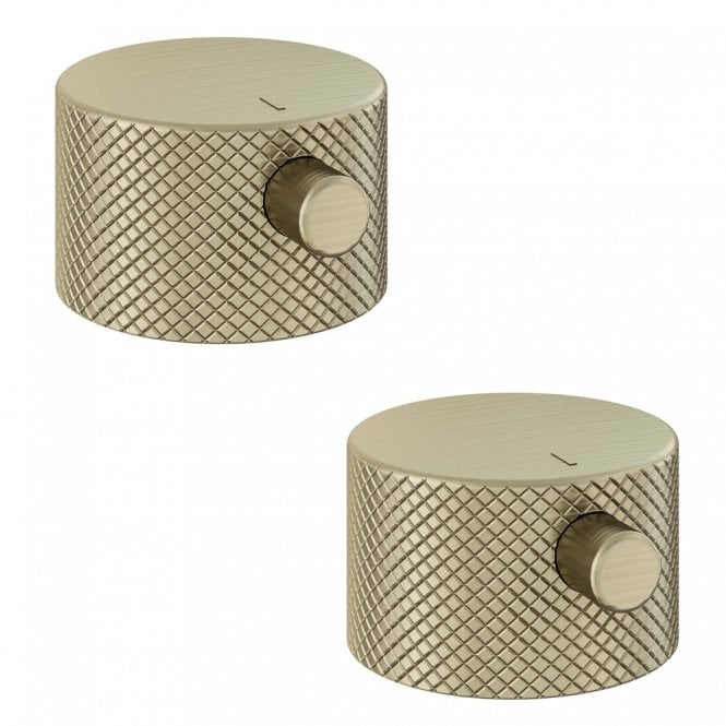Eastbrook  Meriden Full Knurling Brass Pair Handle For Wall Mounted 3TH Basin/Bath Mixer Tap Brushed Brass   98.2053