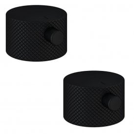 Eastbrook Meriden Full Knurling Brass Pair Handle For Wall Mounted 3TH Basin/Bath Mixer Tap Matt Black   98.2052