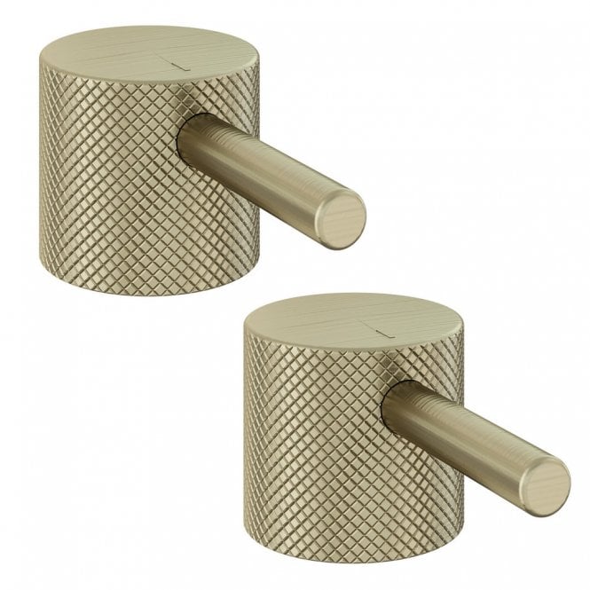 Eastbrook  Meriden Full Knurling Brass Pair Handle With Round Lever For Body Two Holes Tap Brushed Brass   98.2029