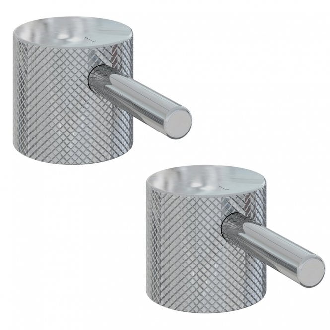 Eastbrook  Meriden Full Knurling Brass Pair Handle With Round Lever For Body Two Holes Tap Chrome   98.2027