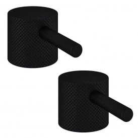 Eastbrook Meriden Full Knurling Brass Pair Handle With Round Lever For Body Two Holes Tap Matt Black   98.2028