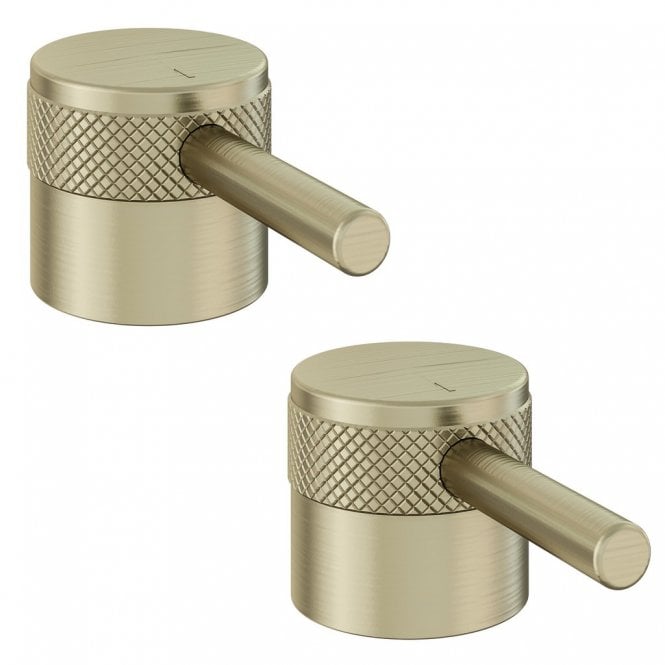 Eastbrook  Meriden Half Knurling Brass Pair Handle With Round Lever For Body Two Holes Tap Brushed Brass   98.2033