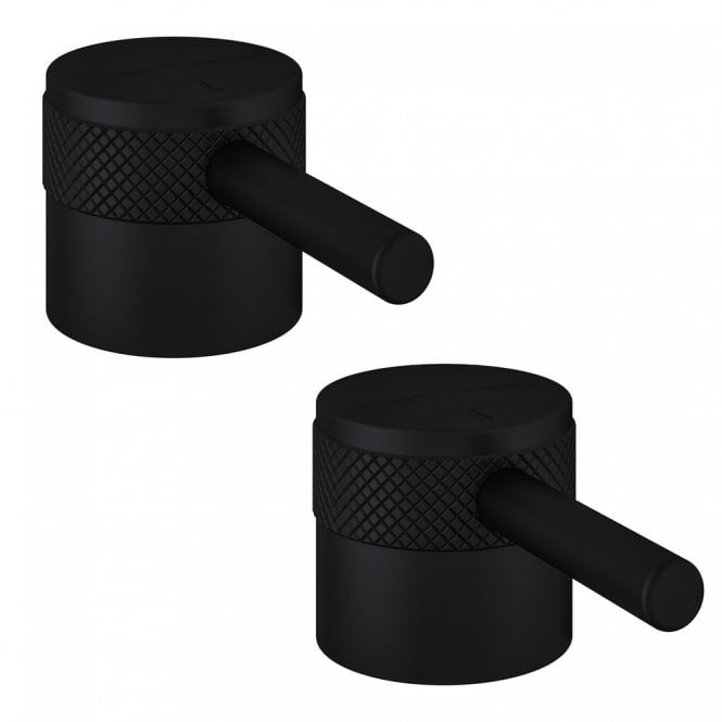 Eastbrook  Meriden Half Knurling Brass Pair Handle With Round Lever For Body Two Holes Tap Matt Black   98.2032