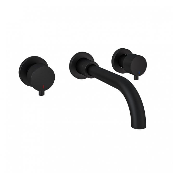 Eastbrook  Meriden Three Hole Wall Mounted Basin Tap Set Matt Black   98.2048