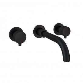 Eastbrook Meriden Three Hole Wall Mounted Basin Tap Set Matt Black   98.2048