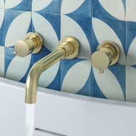 Eastbrook Meriden Three Hole Wall Mounted Bath Tap Set Brushed Brass   98.2046