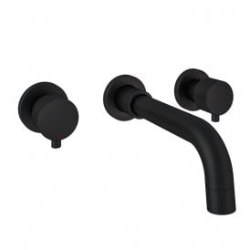 Eastbrook Meriden Three Hole Wall Mounted Bath Tap Set Matt Black   98.2045