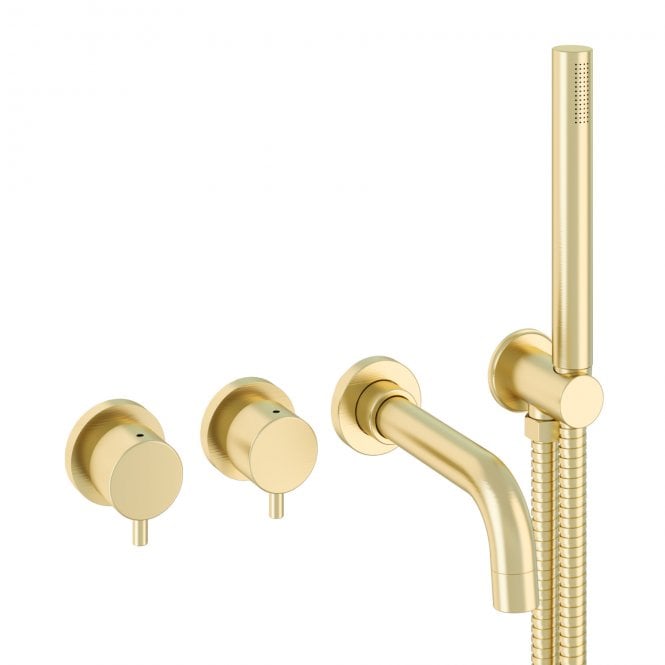 Eastbrook  Meriden Wall Mounted 4 Hole Bath Shower Mixer Set Brushed Brass   98.4007