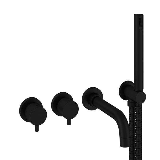 Eastbrook  Meriden Wall Mounted 4 Hole Bath Shower Mixer Set Matt Black   98.4006