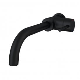 Eastbrook Meriden Wall Mounted Curving Spout Single Lever Side Action Basin Mixer Matt Black   98.2012