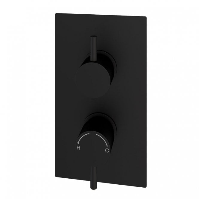 Eastbrook  Modern Round Thermostatic Two Way Concealed Shower Valve Matt Black   60.1016