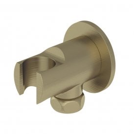 Eastbrook Modern Round Wall Elbow & Shower Handset Holder Brushed Brass   60.1025