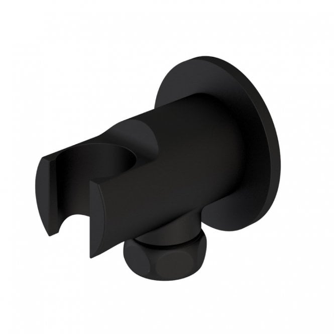 Eastbrook  Modern Round Wall Elbow & Shower Handset Holder Matt Black   60.1018