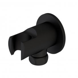Eastbrook Modern Round Wall Elbow & Shower Handset Holder Matt Black   60.1018