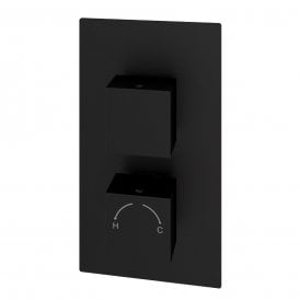 Eastbrook Modern Square Thermostatic Two Way Concealed Shower Valve Matt Black   60.1036