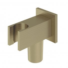 Eastbrook Modern Square Wall Elbow & Shower Handset Holder Brushed Brass   60.1045