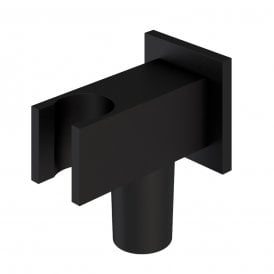 Eastbrook Modern Square Wall Elbow & Shower Handset Holder Matt Black   60.1038
