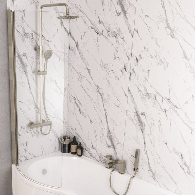 Eastbrook  P Shaped Bath Screen Left Hand Brushed Brass   49.2005